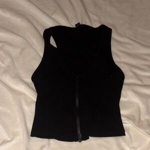 Windsor Black Zip-Up Crop Top